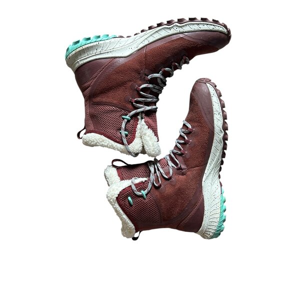 Merrell Women’s Bravada PLR WP‎ Boots Sz 10 Burgundy Waterproof Suede Faux Fur - Picture 2 of 6